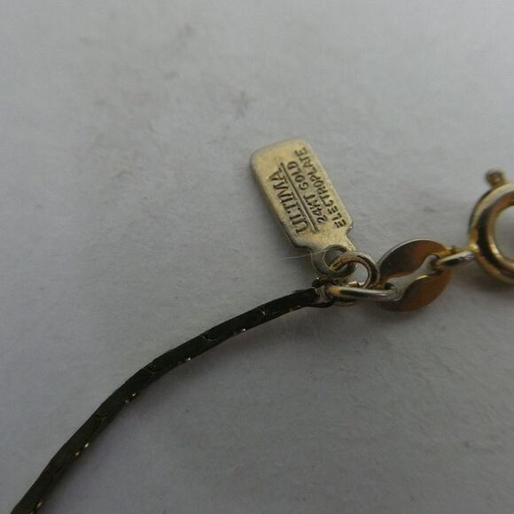 Gold Tone Puffy Heart Slide Pendant on Ultima 24kt Gold Plated Chain Necklace - Picture 7 of 10